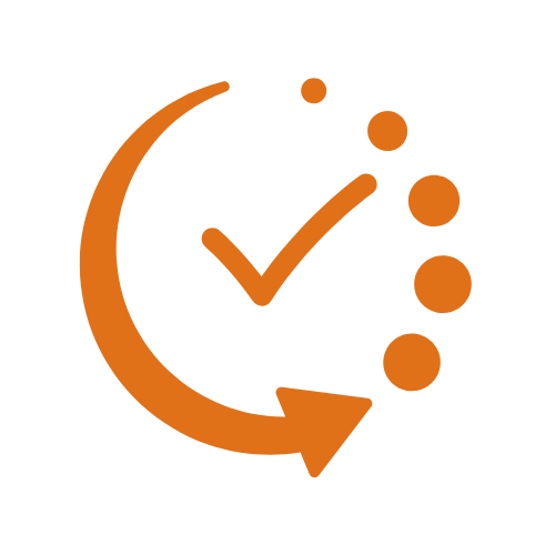 Imagen de flecha circular con tilde de confirmación